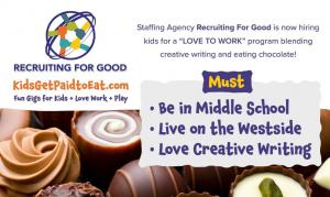 Hiring Kids for The Sweetest Gigs to Eat Chocolate + Love Work + Play #kidsgetpaidtoeat #sweetestgigsforkids www.KidsGetPaidtoEat.com