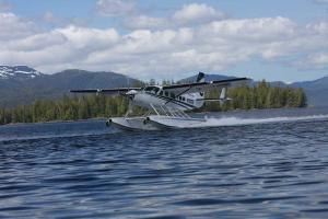 Floating Plane taking off for a Alaska Fishing Adventure