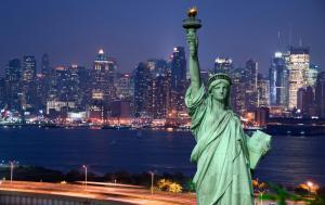 Statue of Liberty and New York Skyline