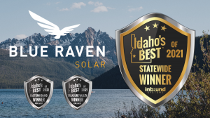 Photo of Idaho Mountain with Idaho's Best and Blue Raven Logos