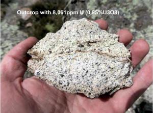 8,061 ppm (.95% U3O8) grab sample from Escalera project, Peru