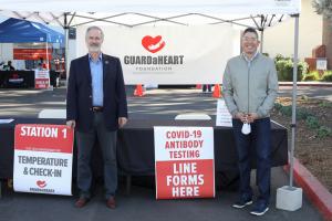 Dr. Douglas S. Harrington-  Chairman of GUARDaHEART Foundation and City Council Member Paul C. Hernandez at No Cost COVID-19 Antibody Test Event in December 2020 