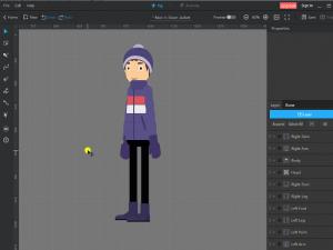 Mango Animate character design software rigs the character easily with bone tools.