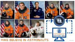 Photos of Featured Astronauts Clayton Anderson, Bill Gregory, Fred Gregory, Greg H. Johnson, Wendy Lawrence, Dottie Metcalf-Lindenburger, Mark Polansky and Steve Swanson.  Logo of The Virtual Astronaut