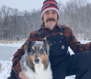 Fritz & his dog Donnybrook - close up winter shot