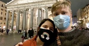 Brayden and Jenny Johnson in front of the Pantheon in Rome