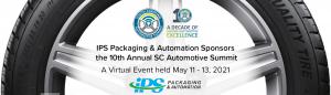 tire on white background with text ips packaging & automation sponsors virtual sc automotive summit
