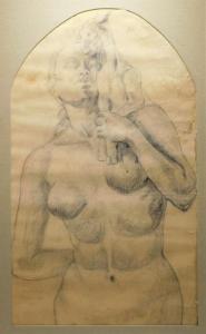 Nude figural drawing by Jehangir Sabavala (Indian, 1922-2011), graphite on paper, signed.