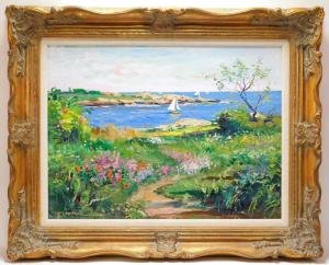 Oil on board impressionist coastal bloom painting by Wayne Morrell (Mass., 1923-2013) (est. $2,000-$3,000).