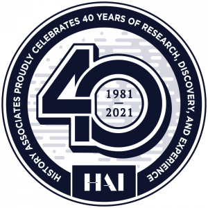 Logo reading History Associates proudly celebrates 40 years of research, discovery, and experience