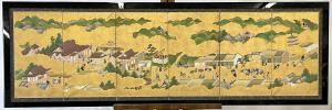 Japanese Kano school six-panel screen in a custom frame. Estimate: $1,000-$2,000.