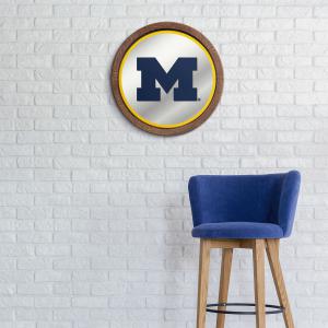 Michigan Wolverines: "Faux" Barrel Framed Mirrored Wall Sign