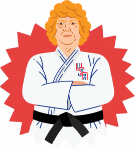 rusty illustration International Women’s Judo Champions Join Virtual Panel to Celebrating Launch of Rusty Kanokogi’s Memoir, Get Up & Fight