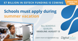 The application deadline is August 13, so schools need to apply during summer when they are typically on vacation.
