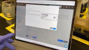 genofab software running on a mobile device to print barcode labels