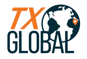 Logo depicting brand name TX Global