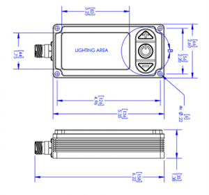 Dimensional information for the BW-A480 Dual Mode Blackout light showing top view and side view