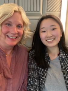 Jean O'Neill, scholarship sponsor, with Emily Park at a recent mentoring meeting