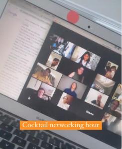 A cocktail networking hour closes the Mental Health Summit. Mental health advocates connect from the U.K., Canada, and elsewhere.