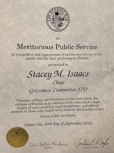 Florida Bar The Meritorious Service Award - Stacey Isaacs