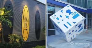 S/S 2021 siganage trends - outdoor architectural signage by Front Signs