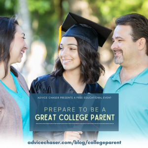 Webinar information on the Advice Chaser event on being a supportive college parent
