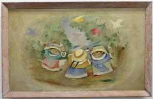 Oil on canvas by Jean Charlot (Hawaii/Calif./Mexico, 1898-1979), depicting three round-faced children, signed (estimate: $7,000-$10,000).