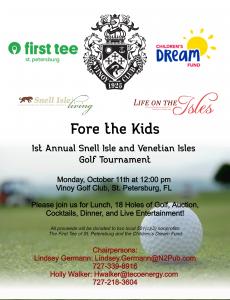 Flyer with information October 11 date and time at 12 noon at the Vinoy Golf Club