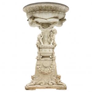 Large 20th century marble fountain from the Russian Embassy in the United States (estimate: $ 3000 - $ 4000).  The base is 46 inches tall;  the pelvis 17 inches tall.
