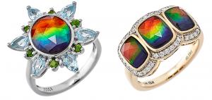 GEMXX Gold and Silver Ammolite Rings