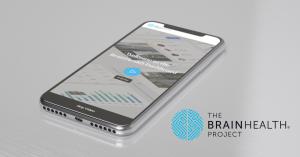 Image of iphone with BrainHealth application showing.