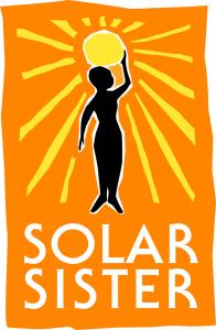 Picture of the Solar Sister Logo, a drawing of a female silhouette with the sun behind her.