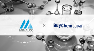 This image shows the corporate logos of Minalco and of BuyChemJapan. The Japanese chemical manufacturer has joined BuyChemJapan, an online marketplace specialised in B2B transactions for the export of Japanese chemicals.
