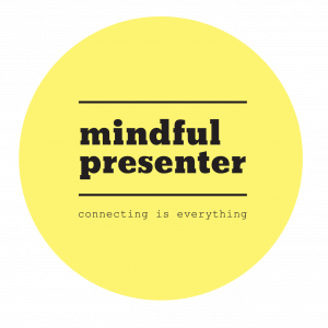 Yellow Circle Logo - Mindful Presenter - Connecting is Everything in black text