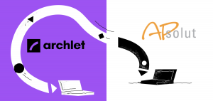 Illustration connecting the logo of Archlet and apsolut to symbolize a deeper connection between systems and partners.