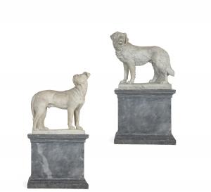Pair of Italian Carrara marble models of dogs, 19th century ($62,500).