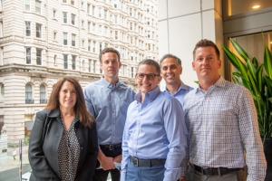 from left to right: Karen Schindler, VP Business Development, Trusty.care; Joshua Rhodes, Co-Founder, SRG; Joseph Schneier, Founder & CEO, Trusty.care, Arun Jethani, Board Member, Trusty.care, Shane Souders, Co-Founder and Managing Partner, SRG.