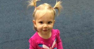 photo of 2-year-old Kyra Franchetti in pigtails