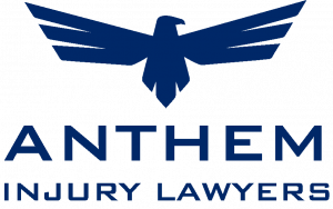 Silhouette of Eagle in navy blue over the words "Anthem Injury Lawyers"