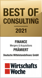 Best of Consulting Award M&A for Deutsche Mittelstandsfinanz (DMF Group)