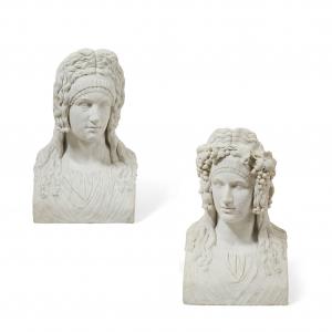 Pair of large 19th century Italian Carrara marble busts ($ 22,500).