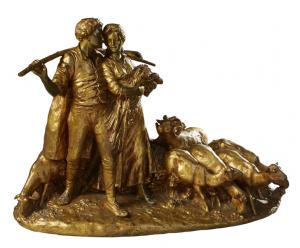 20th century gilded bronze pastoral scene by Giuseppe D'Aste (Italian, 1881-1945) (estimate: $ 1,000 - $ 2,000).