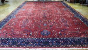 Spectacular, palace-size antique Persian rug from a prominent antebellum home in Columbus Mississippi, 14 feet 8 inches by 24 feet 8 inches (estimate $10,000-$20,000).