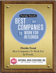 2021 Best Companies to Work For award presented to National Drug Screening