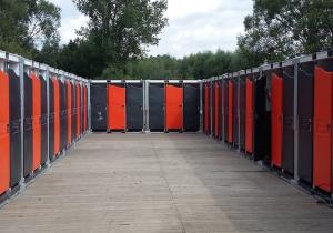 Sanitrax retractable vacuum pump portable restrooms
