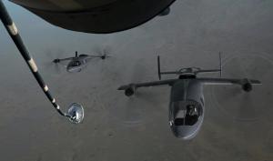 Two AV-500 Catamount aircraft ready to refuel from a tanker (artist's render by Transcend)