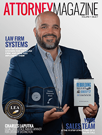 Charles Laputka on the cover of Attorney magazine