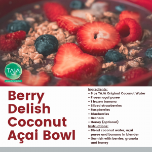 Image of the Berry Delish Coconut Açai Bowl and recipe.