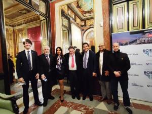 Grand Prince Jorge Rurikovich at the palacio Santoña, Madrid Chamber of Commerce with Senator of the Dominican Republic Omar Leonel Fernandez (son of former President DR Leonel Fernandez), Youth Ambassador to the United Nations Daniel Garcia del Valle, HE the former Ambassador of Qatar