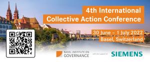 Image of Basel city with text about the Collective Action Conference date and registration.